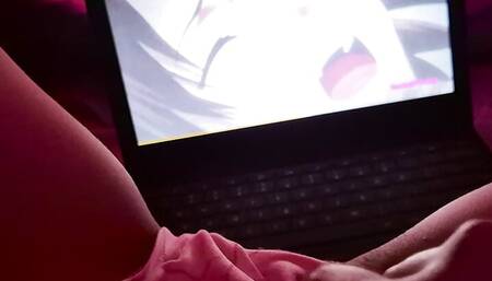 Kawaii girl masturbates to uncensored hentai even with her parents at home.