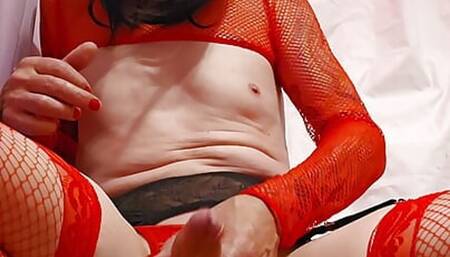 Niki Raven CD  presents nikis red hot lingerie cum shot in your face