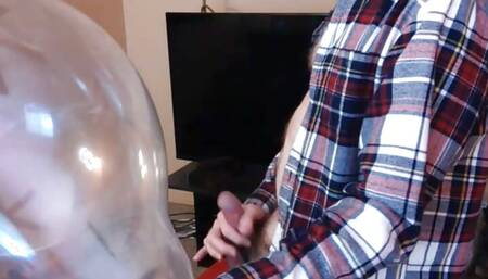 113)  Daddy Jerks on 17" Balloon after Popping 36" and Cutting 24" Balloons