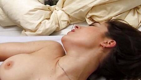 Perfect French babe eats cum after anal fuck