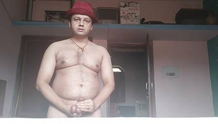 Indian Desi girl type boy is massaging her sexy testicle and penis