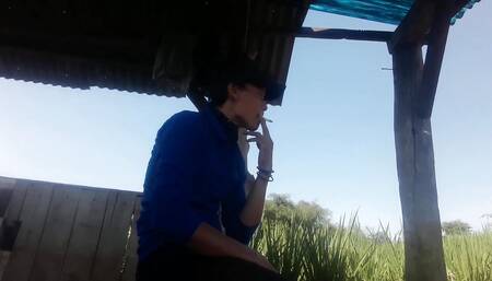 In the rice field, petan, pee, showing a dick being penetrated