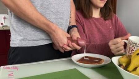 He cums on my breakfast toast! What a cumshot!???? i love that milk