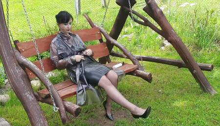 Fucking My Nyloned Ass on the Swing