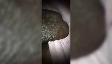 Chocolate Meat Stick - Jacking off His Big Black Dick with Oil