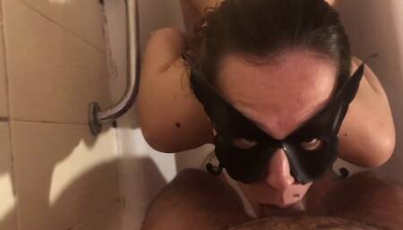 Hot young girlfriend roughly face fucked with cum in mouth in the bathroom