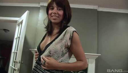 Short-haired brunette Mila Beth is enjoying masturbation so much
