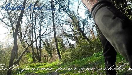 Slut walking in forest to see river The Rhone