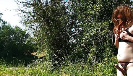 I show off along a road. It excites me so much that I jerk off until I have a big ejaculation