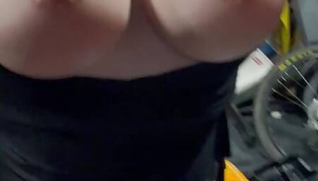Crossdressing secret, jiggly tits, wet cock ,no cum
