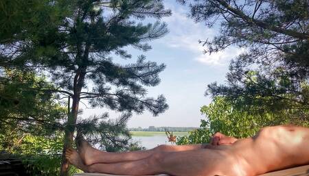 Cock Jerking and Cumshot in the Fresh Air to the Sounds of the Forest and Nature.