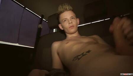 Twink Alex Silvers Strokes His Big Hard Cock In The Backseat