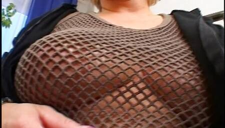 The hot blonde MILF gives me a dirty blowjob