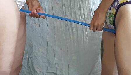 I watch my girlfriends rubbing their pussies on a toy and masturbating - Lesbian-illusion