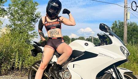 TS Lena Vesper Fucks Her Motorcycle