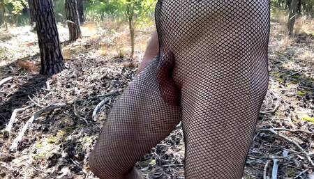Hot Teen boy walks in nature naked for gay daddy big dick pantyhose