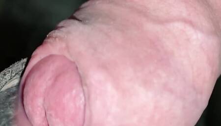 Close up uncut handsfree cumshot after hose-suction