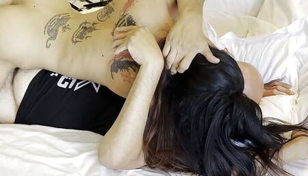 Thai pre op ladyboy kiss sucking with stepdaddy then cum in mouth