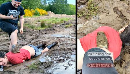 Caught having fun in the mud - outdoor public