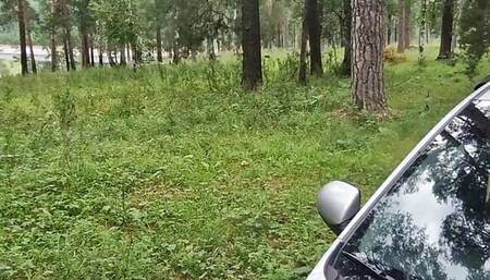 Extreme shock , A slave fucked on the hood of a car near truckers watching our fuck without a condom.