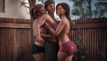 Two young Lady fuck hard threesome