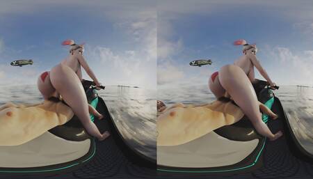 Craziness on the Jet Ski Harley Quinn Couple Big Cock Reverse Cowgirl VR Blender Wet Water Public Sex Parody