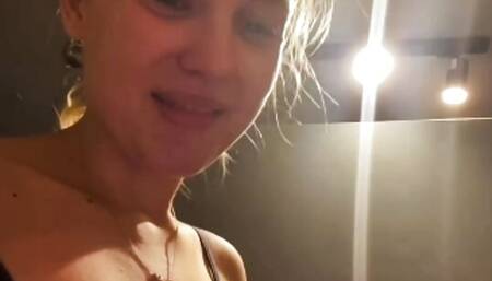 Squirting in public. Huge anal plug in tight ass