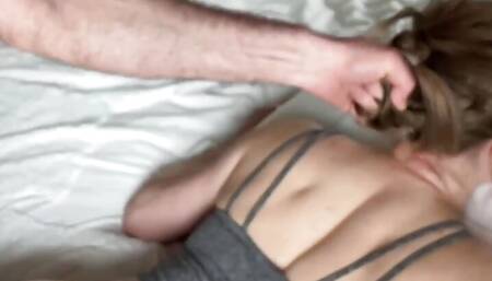 Amateur Sub Slut Hair Pulling and Fucking from Behind