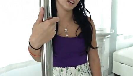 Little Bailey Strips on a Stripper Pole