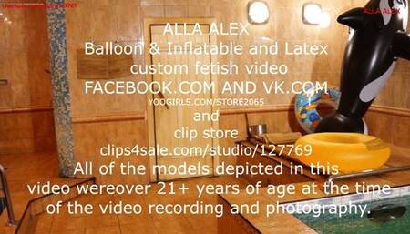 Alla wears a triathlon wetsuit and swims in the pool