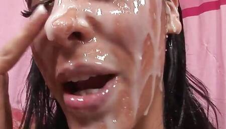 Veronica Rayne cum covered in bukkake fetish scene