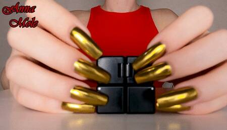 Tapping fingers, golden nails