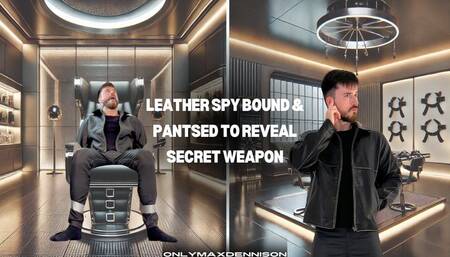 Leather spy bound & pantsed to reveal secret weapon