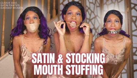 Satin & Stocking Mouth Stuffing: HOUSEWIFE GAG TALK THROUGH THICK THIGH HIGH CLEAVE GAG IN 1080