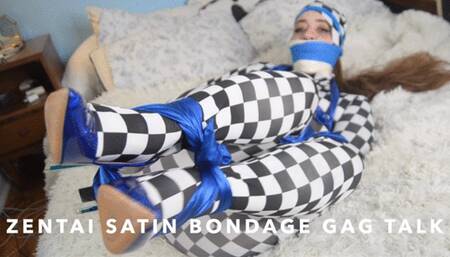 Zentai Fetish, Satin Scarf Bondage and Self Tape Gagged