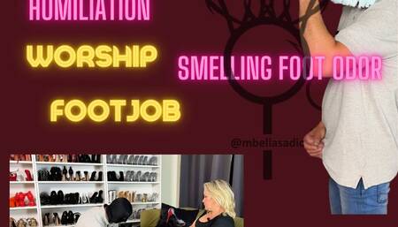 Empress MBella caught the worshipper smelling the sweaty shoes Version 1