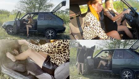 Nastya and Anastasia desperately trying to start ZAZ