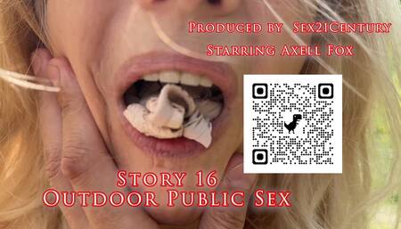 Story #16: Bitch Axell Fox Undresses, Sucks, Pisses and Drinks Urine Outdoors. Fetish and Perversion.