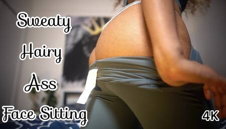 Sweaty Hairy Ass Face Sitting 4K - Ebony Femdom Tease