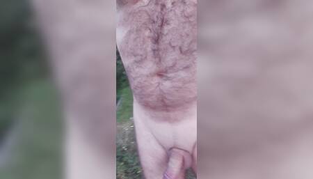 Evening outdoor masturbation