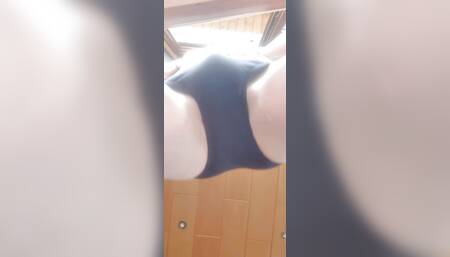 Watch my soft delicious bulge from below.