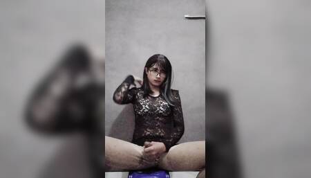 Sexy Crossdresser femboy glasses with long hair