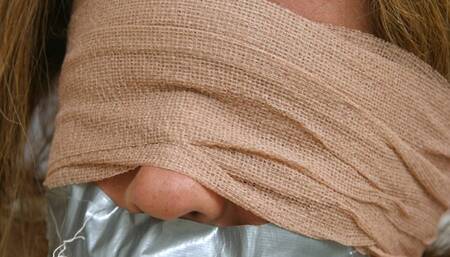 Gorgeous Flight Attendant Courtney Robinson Squirming Across her House Tightly Hogtied, Gagged & Blindfolded! **New Old Stock**