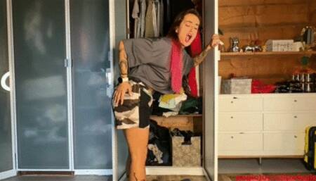 Stinking work on step-bro clothes