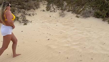 Desperate public pee in white shorts pants