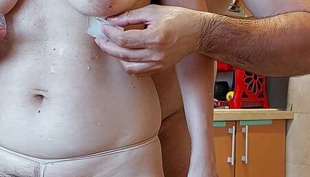 Crazy couple in the kitchen hairy pussy, hairy ass, big tits, big ass, big nipples. Sexy wife big ass, hairy pussy, hairy ass