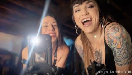 Ive Captured you for good! part 2 EXPOSED - HD - custom secret agent, bondage, public humiliation POV, villain dominatrix with Mistress Katherine Green and Domina Athena Fatale whipping pov, interrogation and blackmail fantasy, leather gloves leather bo