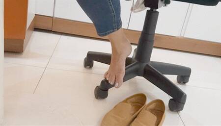 Without shoes on the bank