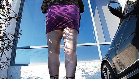 Mature Sissy CD Outdoors playing with a wet hose to completion