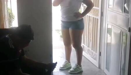 I look for my neighbor to help me and end up seducing him to fuck me hard with his big cock.
